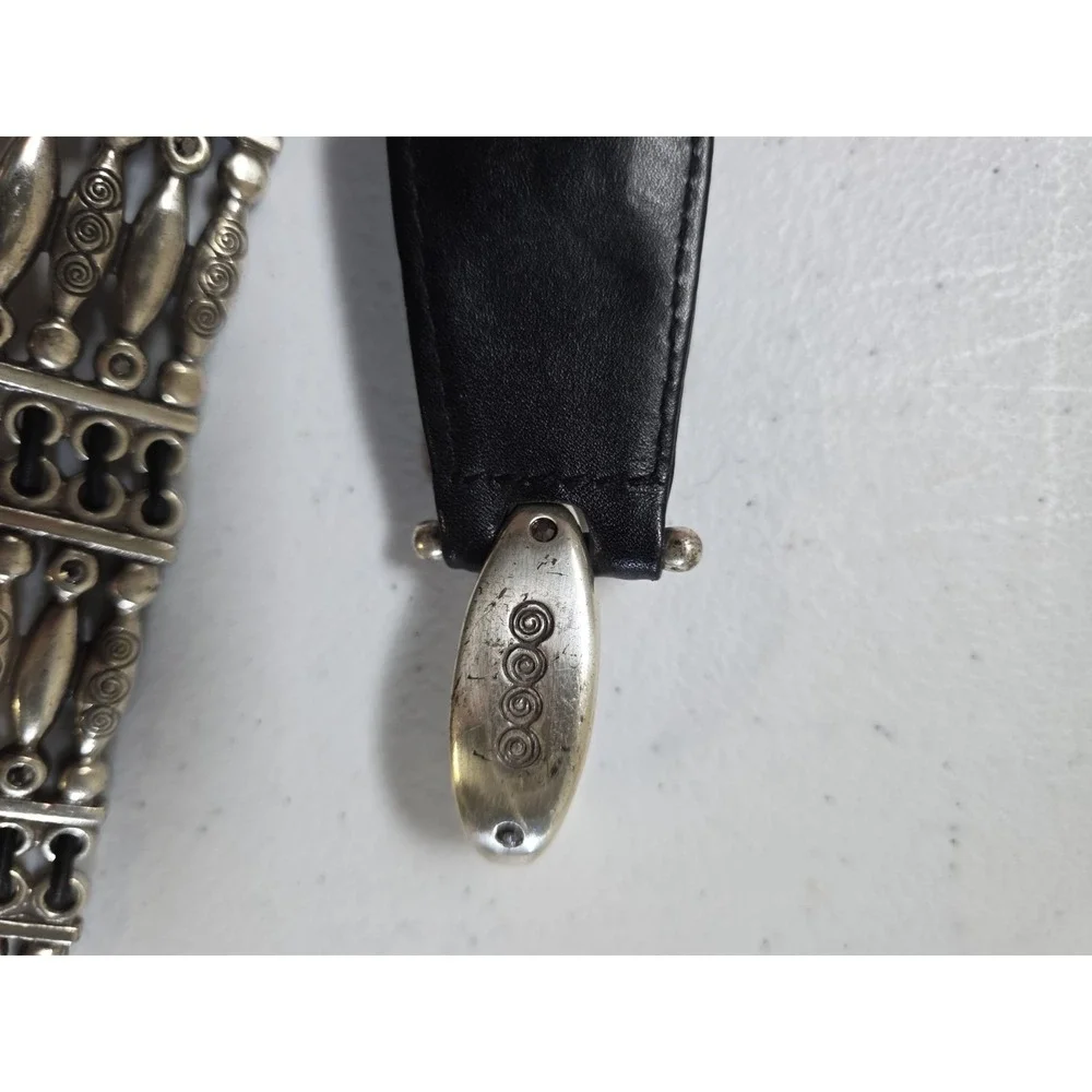 Chico's Womens  Silver Metal Chain Link Concho Staement Belt Stretch Retro